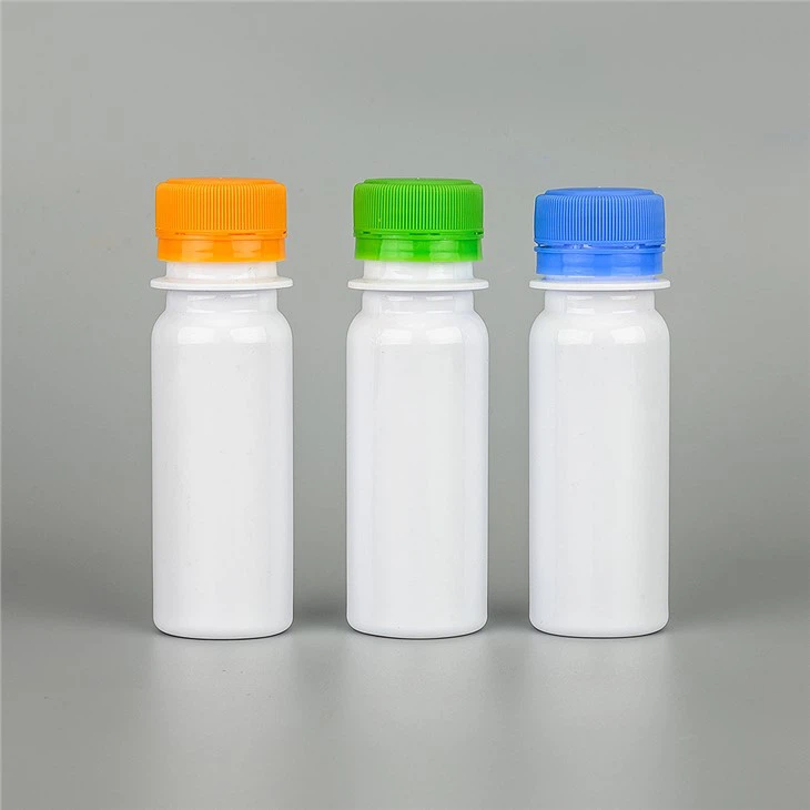 Weiße Plastikflasche für Flüssigkeiten in Lebensmittelqualität